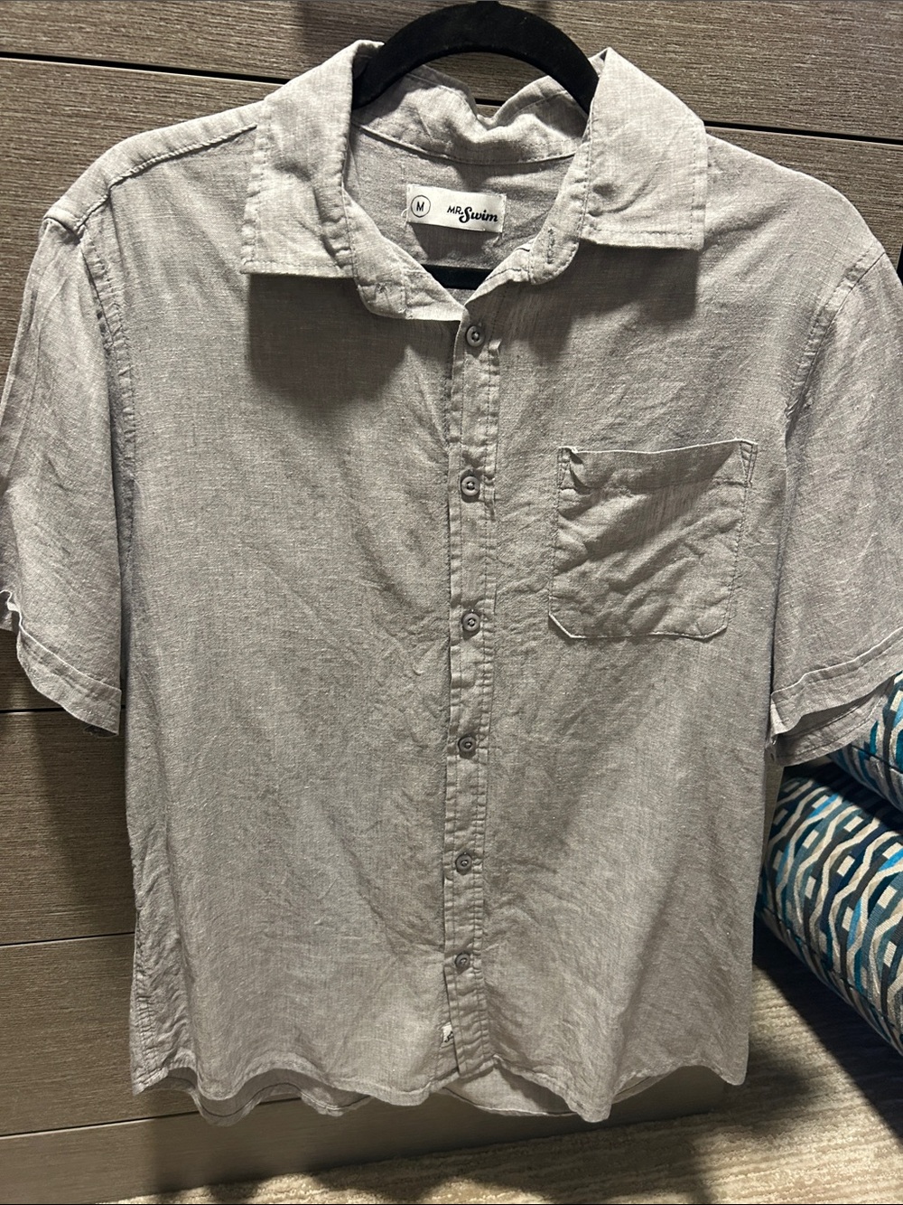 Mr.Swim Casual Short-Sleeve Button-Down Shirt in Light Gray